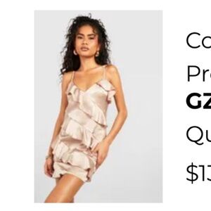 Boohoo Ruffled Cream Dress